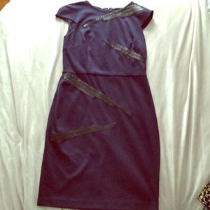 Navy blue with leather aspects work dress